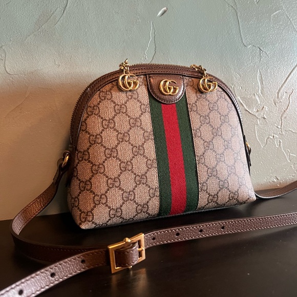 GUCCI Ophidia textured leather-trimmed printed coated-canvas shoulder bag - Picture 5 of 5